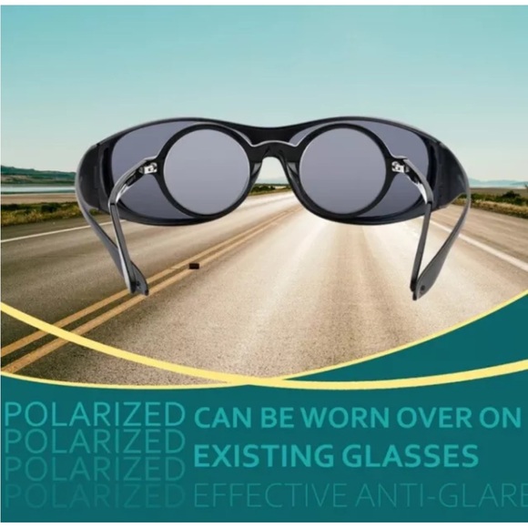 OPTIX 55 Polarized Wraparound Style Sunglasses for Men & Women - Black - Picture 4 of 4